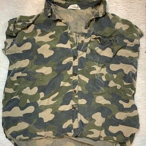 C&C California Collared Camo Top